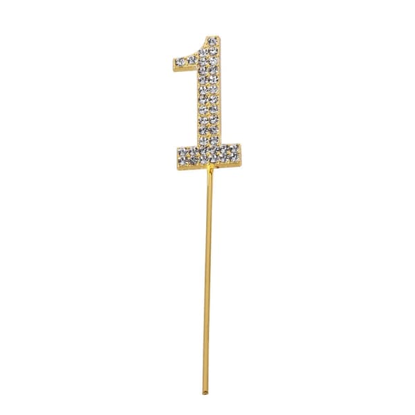 Tårtdekoration med ZIRCONS GOLDEN-nummer "1"