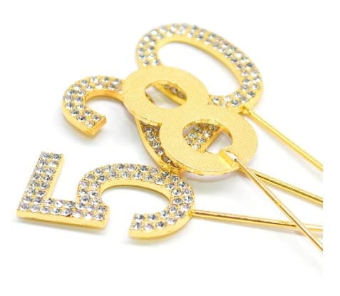 Tårtdekoration med ZIRCONS GOLDEN-nummer "5"