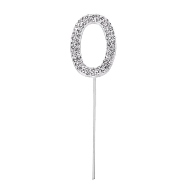 Tårtdekoration med ZIRKONER SILVER nummer ""0""