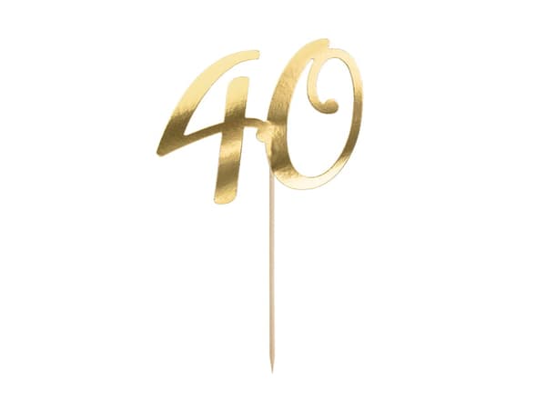 Tårtdekoration "40" guld