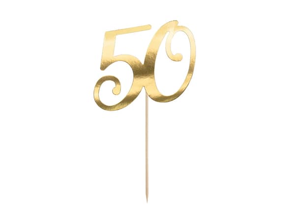 Tårtdekoration "50" guld