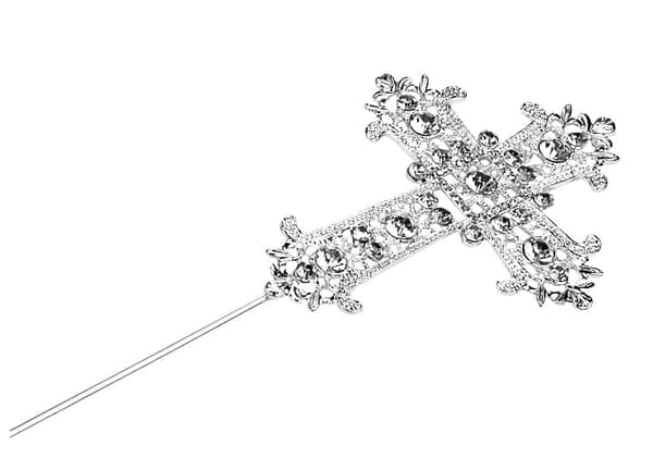 Metaltop SØLVKORS MED DIAMANTER