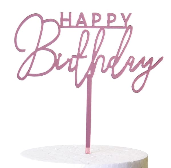 Grattis på födelsedagen Akryl tårtdekoration Roséguld