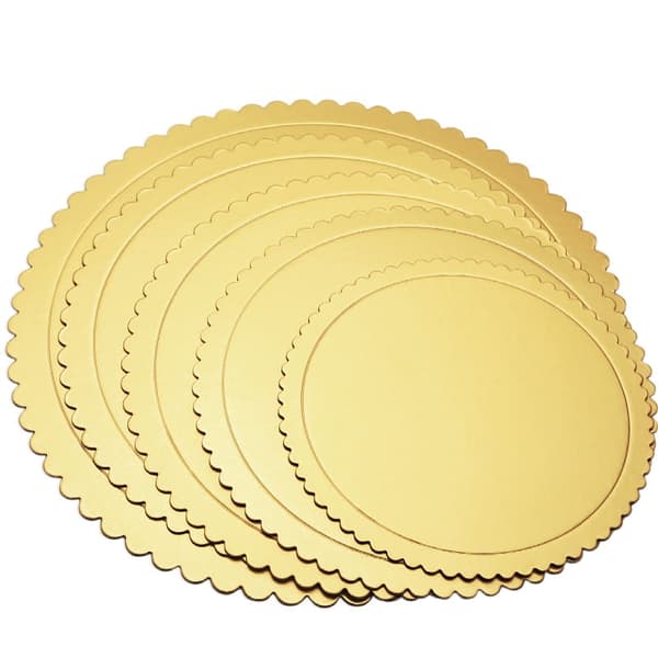 Rund kagebund 28 cm MEGA RIGID GOLD bølgepap