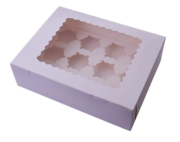 Ask för 12 muffins 32,5x25x9cm med fönster och insats 10 st