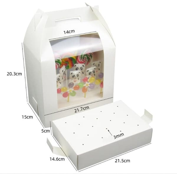 Cake pops klubbask 15x21x30cm med fönster och insats 5 st