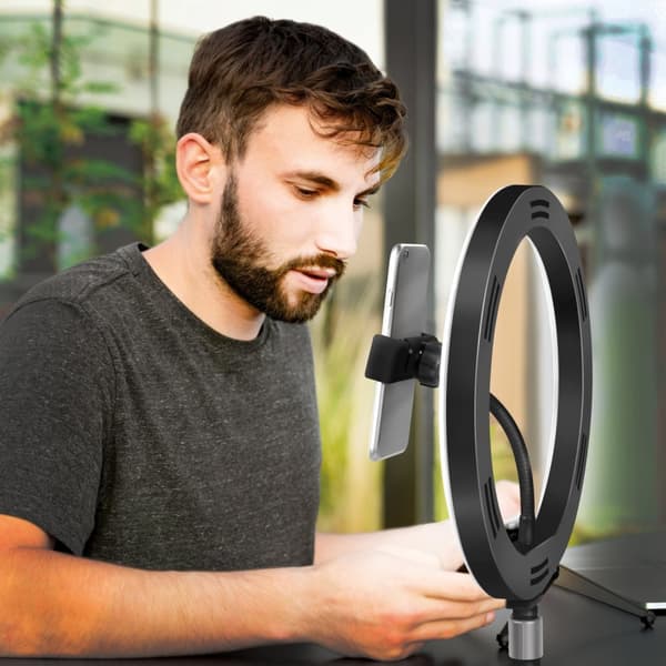 LogiLink Ringlys for smarttelefon Ø25 cm m bordstativ