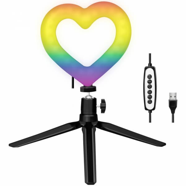 LogiLink Ringlys Hjerteformet RGB-ringlys med bordstativ Sort, Hvit