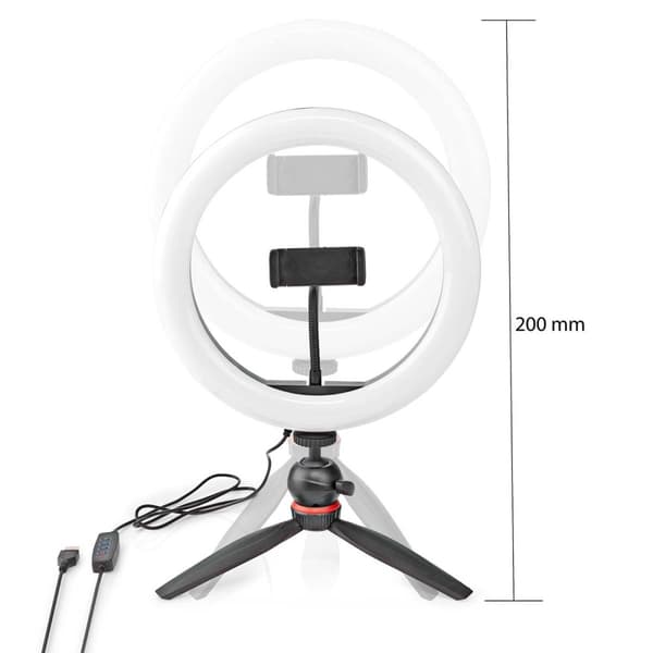 Nedis Ringlys | 10 inch | 120 LED's | 2700 - 6700 K | Stativ | Sort