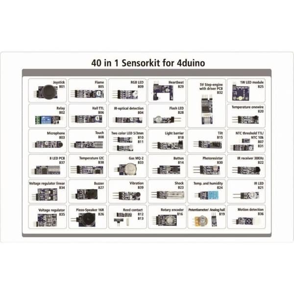 UTVECKLINGSSATS | Allnet 4duino_40in1_Kit1 4duino_40in1_Kit1 Lämplig för: Arduino 1set