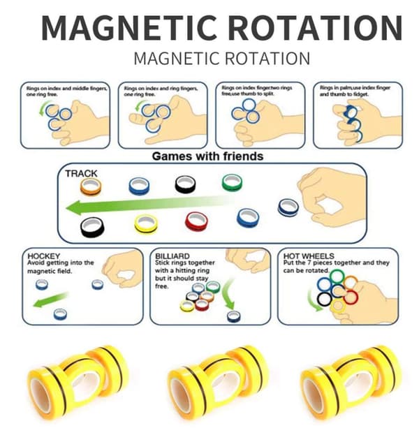 3-Pak - Magnetiske Ringer / Fidget Toys - Magnetkuler