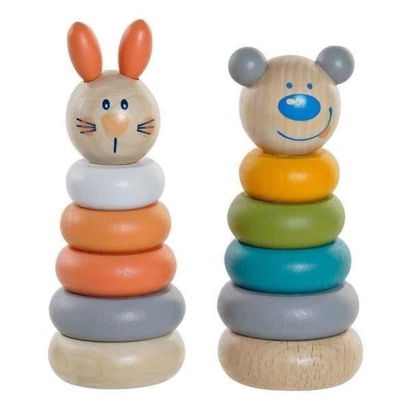 Stapelpyramider - Montessori - Set med 2 - Trä - 14x5,5x5,5 cm - 3 år och uppåt