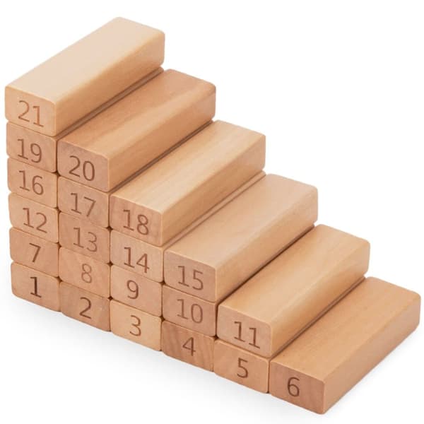 Mamabrum, arcade-peli puussa Tower Numbers,Puupalikat, noppa, mukaansatempaava, tukee puheaistin oppimista, yli 3-vuotiaille lapsille