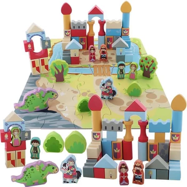 Träblockspel - TREFL - Trefl O!Blocks Knight's Castle - Flerfärgad - Blandat - 24 månader - 2 år