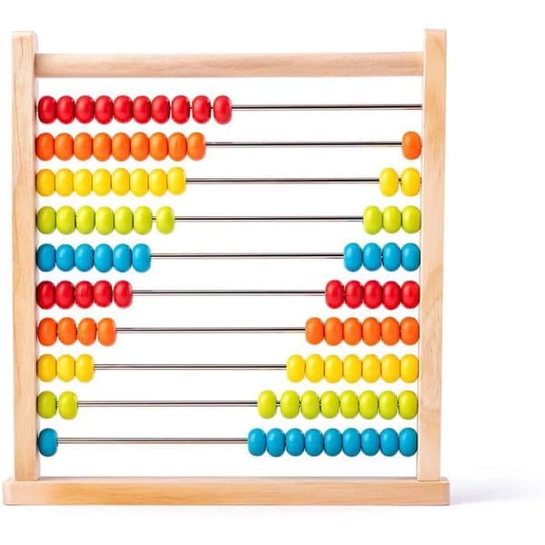 Woodyland 102190401 Abacus - Natur med färgglada pärlor, Flerfärgad 4154