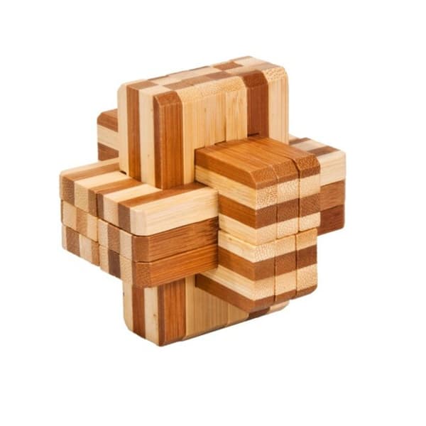 Träpussel IQ Test Bamboo: Dubbelkors - Svårighetsgrad 5/5