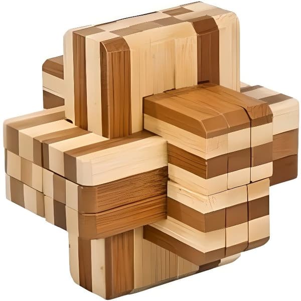 Träpussel IQ Test Bamboo: Dubbelkors - Svårighetsgrad 5/5