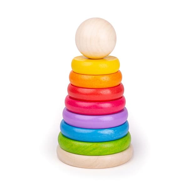 Bigjigs Toys My First Wooden Rainbow Stacker - Staplingsringar