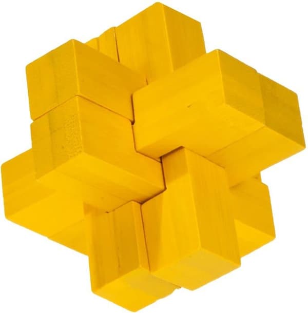 3D Pussel Yellow Cross Block - Märke - Modell - Tillverkad av bambu - För barn och vuxna