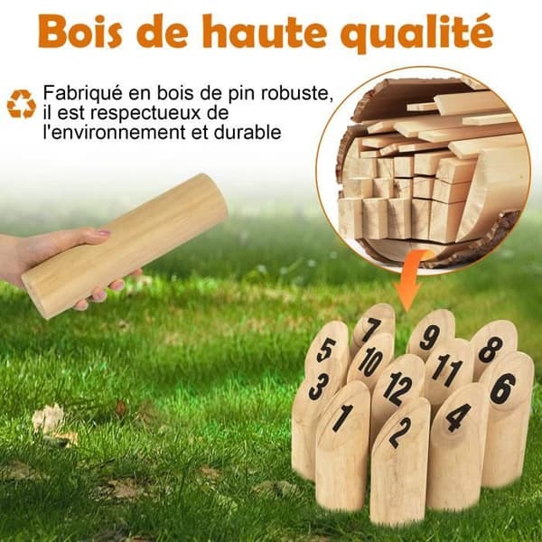 Kubb Game by Numbers - LZQ - Tossing Game Set i trä - för barn och vuxna