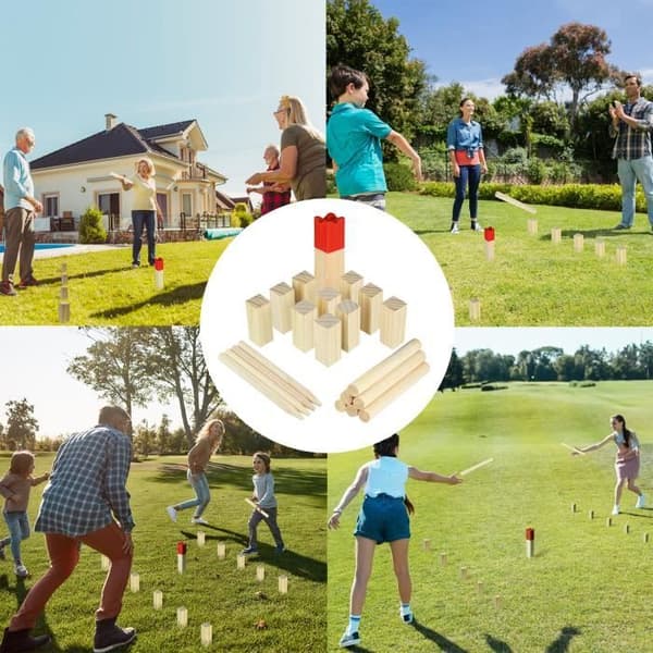 LZQ Outdoor Wooden Kubb Game Kit Viking Game Toss Game för barn och vuxna med bärväska