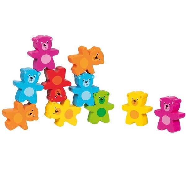Spel med fingerfärdighet - Goki - Färgglada björnar - 18 delar - Finmotorik - 2 år och uppåt