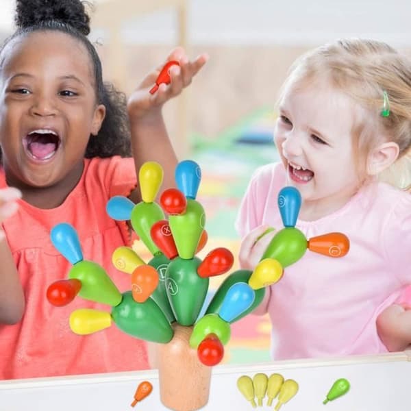 konstruktion leksak kaktus balanserande trä färgglad montering spel rivning kreativ montessori block pedagogiska leksaker