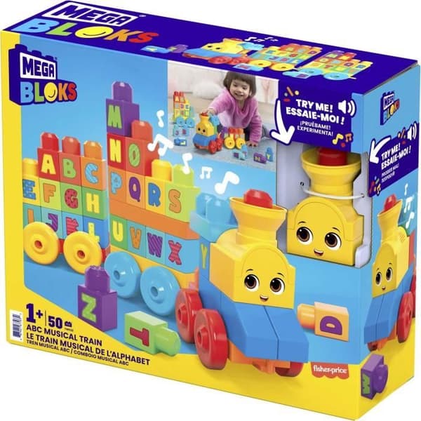 Mega Bloks - Alfabetståget - Byggleksak - 12 månader och uppåt FWK22