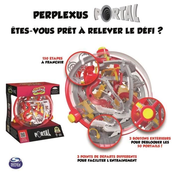 Perplexus Portal 3D Maze - SPIN MASTER - 150 utmaningar, 50 portaler och 3 knappar