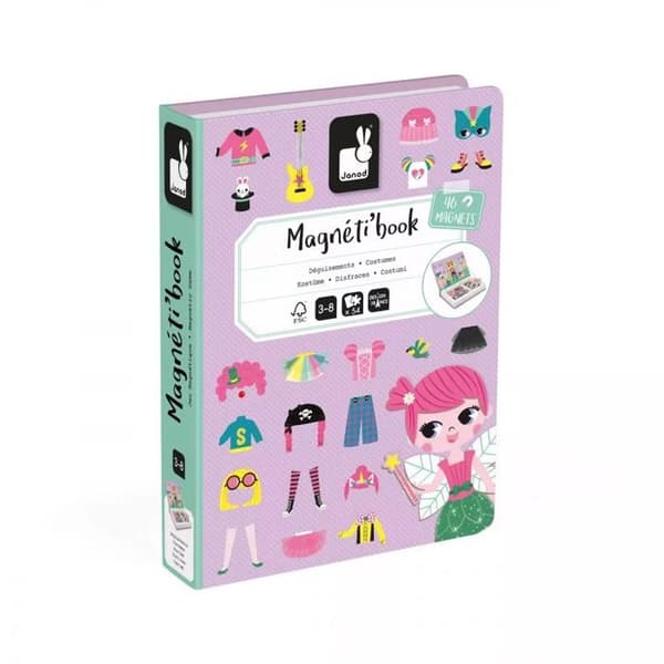 Magnetiskt pedagogiskt kartongspel - JANOD - Magnéti'book tjejförklädnader - Lila - 1 spelare eller fler - Barn