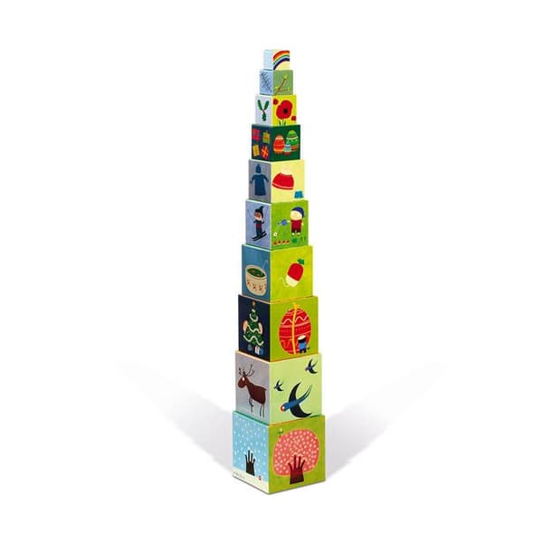 JANOD - Fyrkantig pyramid 10 kuber De 4 årstiderna - Från 1 år