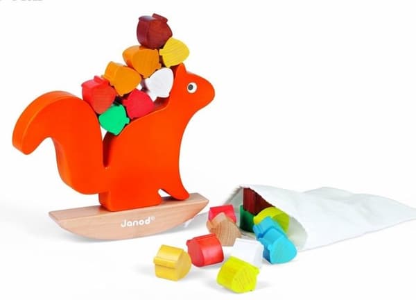 JANOD - Nutty Balance (trä) - Balanseringsspel för 18 månader gammal baby - Flerfärgad