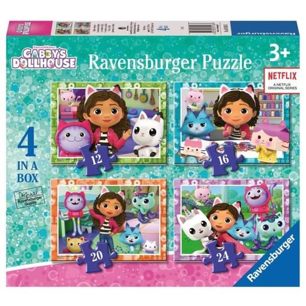 Ravensburger 4 i 1 pussel - Gabbys dockhus - 12, 16, 20, 24 bitar - För barn över 3 år