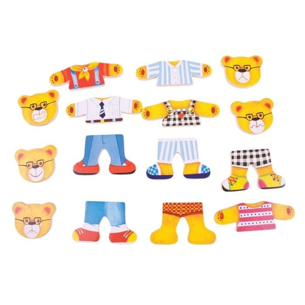 Pussel med inlägg - Bigjigs Toys - Klä på björnfamiljen - 72 delar - 3 år - Inomhus