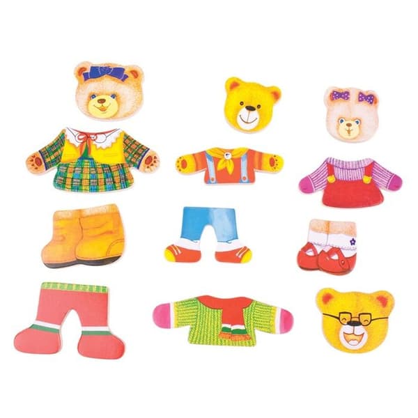 Pussel med inlägg - Bigjigs Toys - Klä på björnfamiljen - 72 delar - 3 år - Inomhus