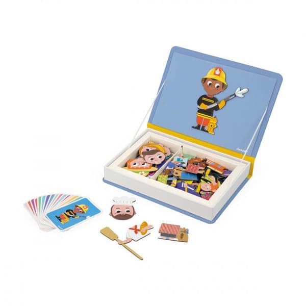 JANOD magnetisk pedagogisk leksak - Magnéti'Book Métiers - 48 magneter - 16 modellkort