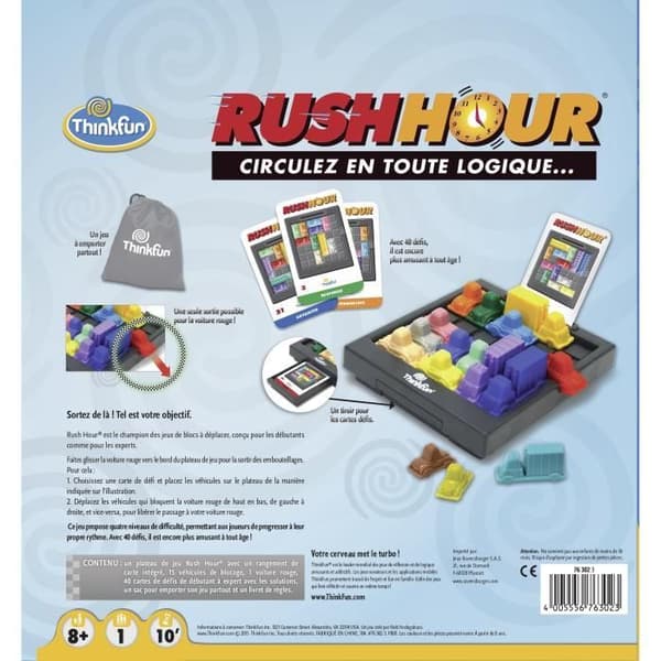 Rush Hour - Ravensburger - Think Fun-pussel - 40 utmaningar 4 nivåer - Att spela ensam eller med andra från 8 år