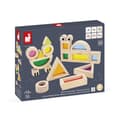 Miniatyrbild 5 av 5: Sensoriskt spel - Janod - Genomskinliga sensoriska block - 18 delar - 12 geometriska former - 6 tryckta block