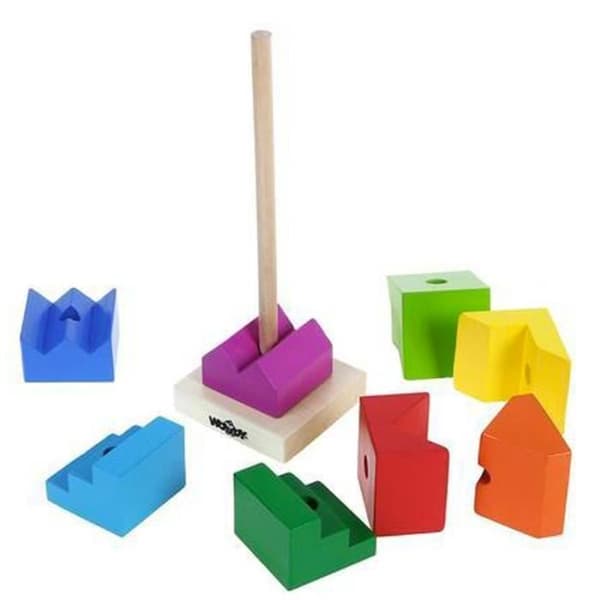 Träleksak - GEO - Montessori geometriska former staplingstorn