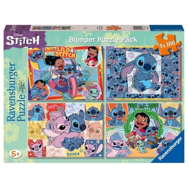 Pussel - RAVENSBURGER - Disney Stitch - Set med 4 - 100 bitar - För barn