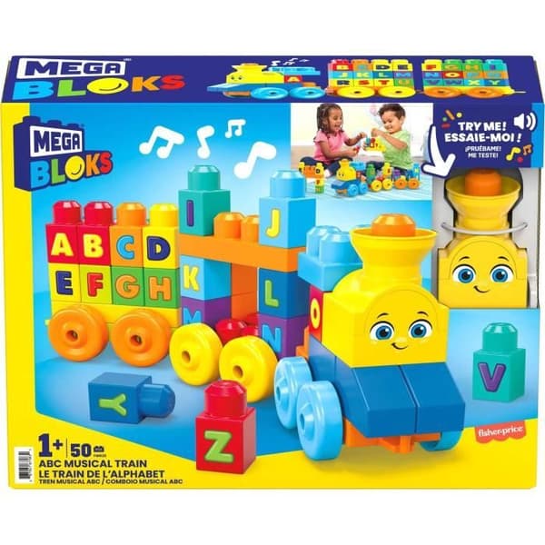 Mega Bloks - Alfabetståget - Byggleksak - 12 månader och uppåt FWK22