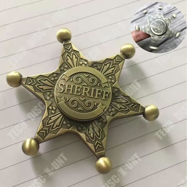 TD® Hand Spinner Metal Star Sheriff Gold - Spinning Game