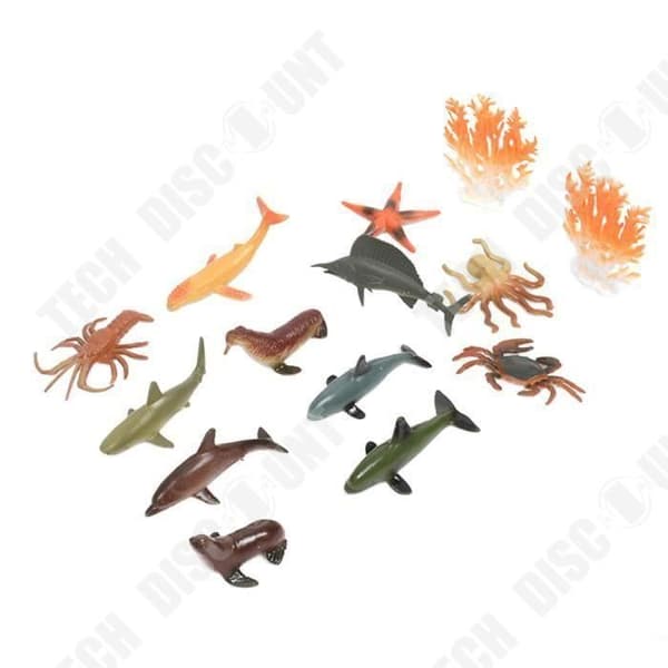 TD® Set med 14 delar Plast Marine Animals- Model Leksaker Series för barn