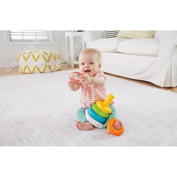 TD® babypyramid staplingsringar trä 9 månader plast rulla regnbåge mångfärgad leksak pedagogiskt spel barn pussel cirkel