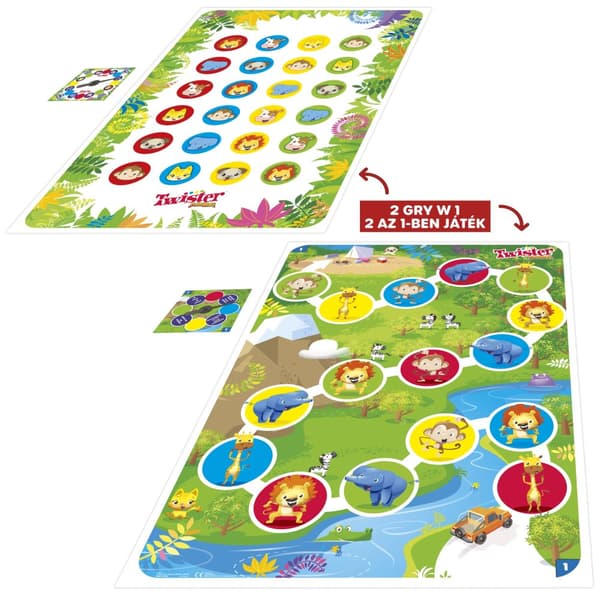 HASBRO Twister Junior Djurbrädespel 2 spel i 1 POLSK VERSION