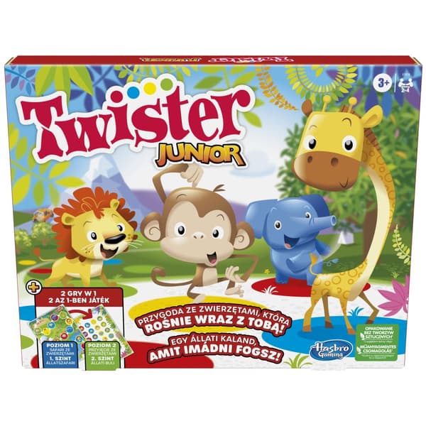 HASBRO Twister Junior Djurbrädespel 2 spel i 1 POLSK VERSION