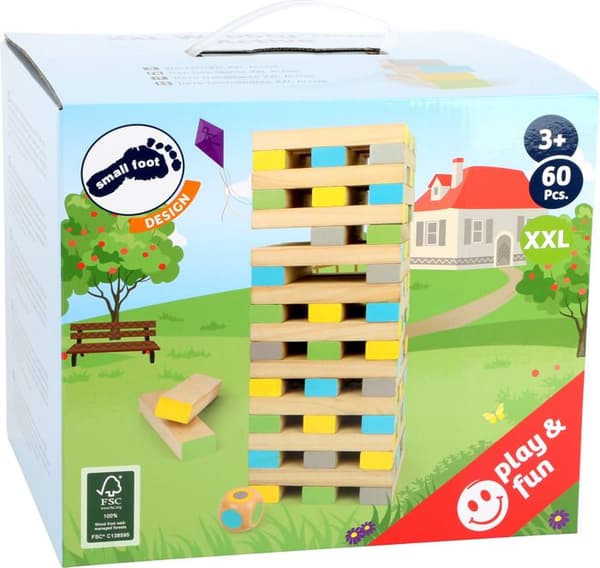 Skicklighetsspel - ALPEXE - XXL Active Tower - 60 stycken i 100 % FSC®-certifierat trä - Utomhus