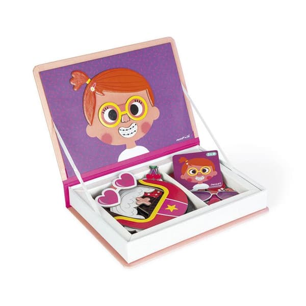 Magnetiskt pedagogiskt spel JANOD Magnéti'book Crazy Faces för flickor - 55 magneter - från 3 år och uppåt