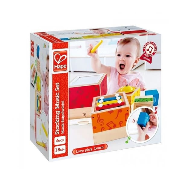 Häckande speldosor - Hape - 5 träinstrument - För barn från 18 månader