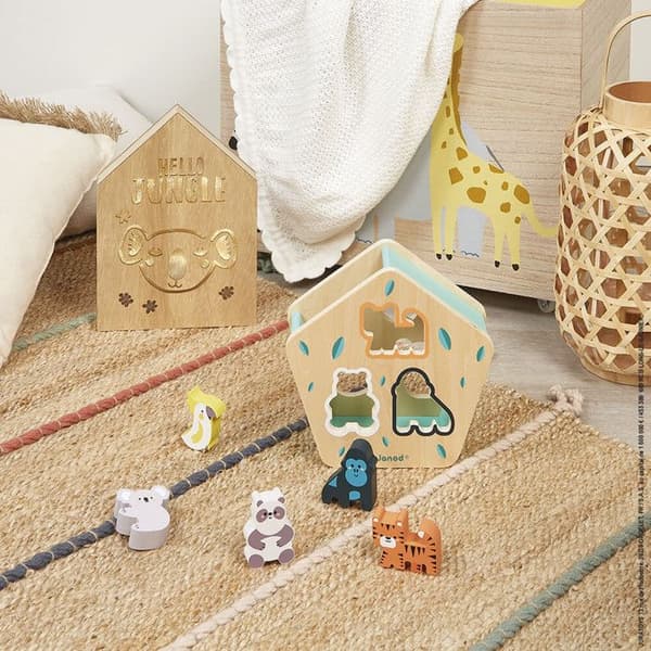 Animal Shape Box - JANOD Wooden Early Learning Toy - Från 18 månader - Flerfärgad - 55x22x53cm